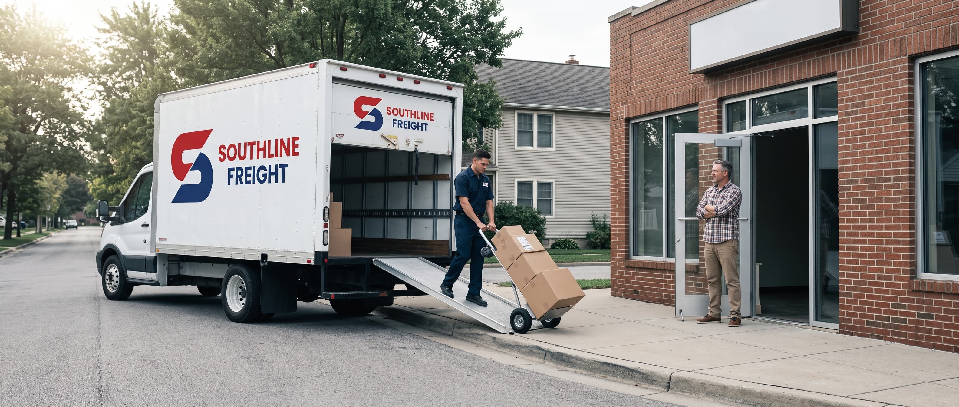 Southline Freight driver delivering to a storefront